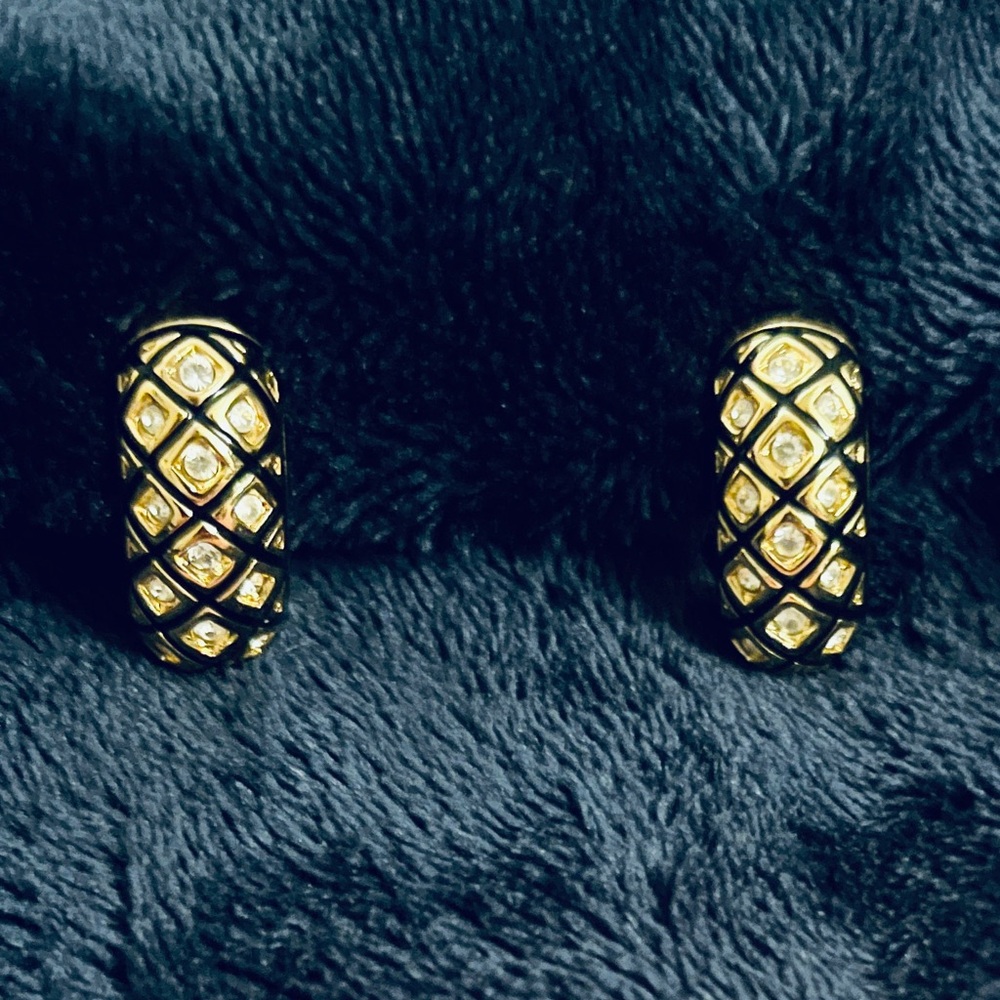 Swarovski Half Hoop Gold Plated Clip On Earrings